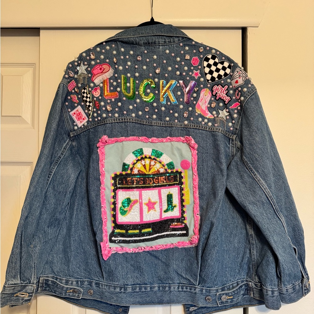 Handmade Personalized Levi Jean Jacket- Lets Go Girls Jean Jacket